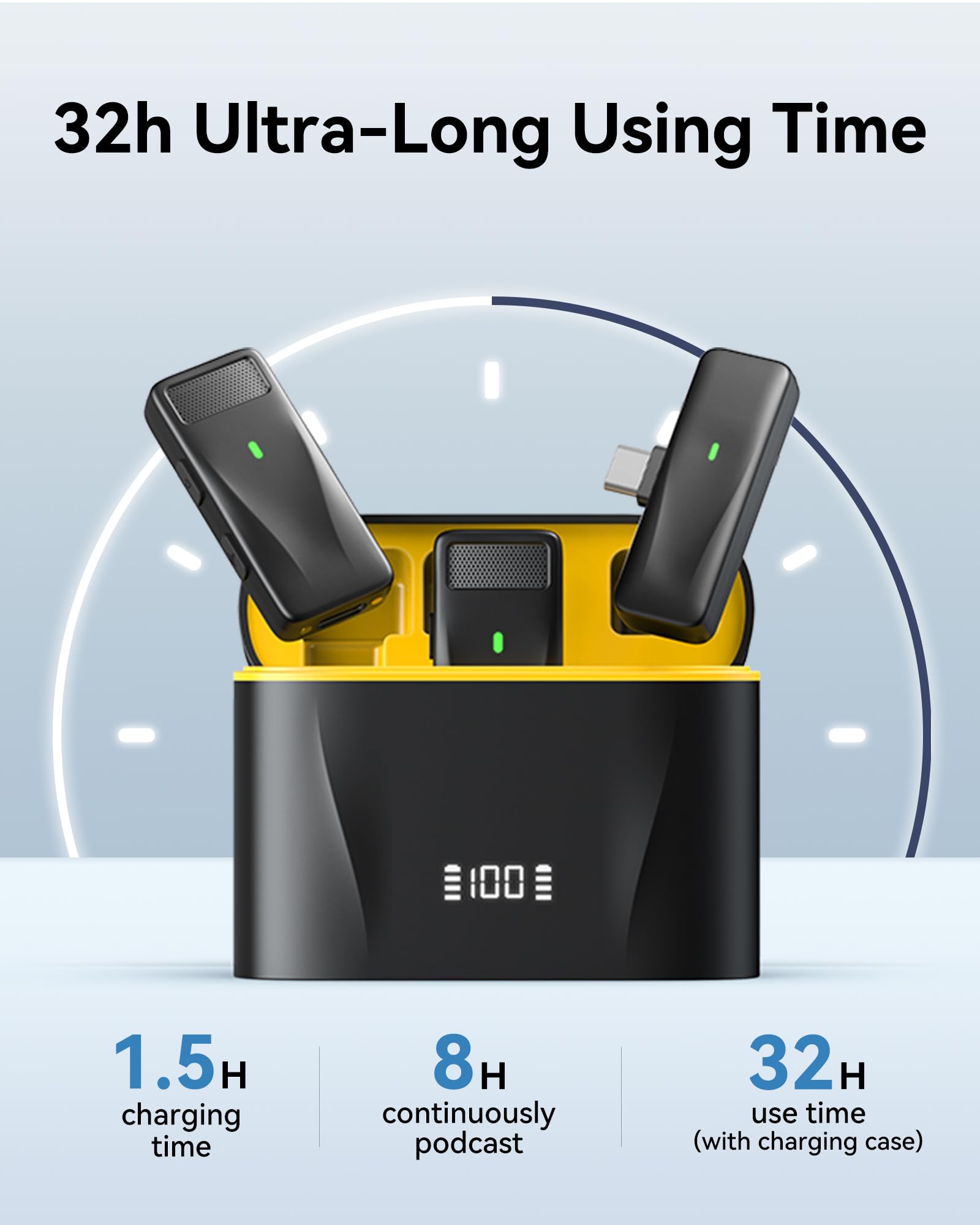 PILSAMAS Wireless Lavalier Microphone for iPhone 15/16 & Android, USB C, 48KHz, 2 Pack with Adapter, Charge Case & Windscreen, Noise Cancel